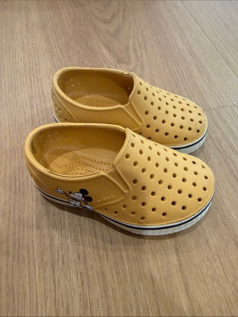 Native Kids Yellow Slip-On Clogs with Character Accent